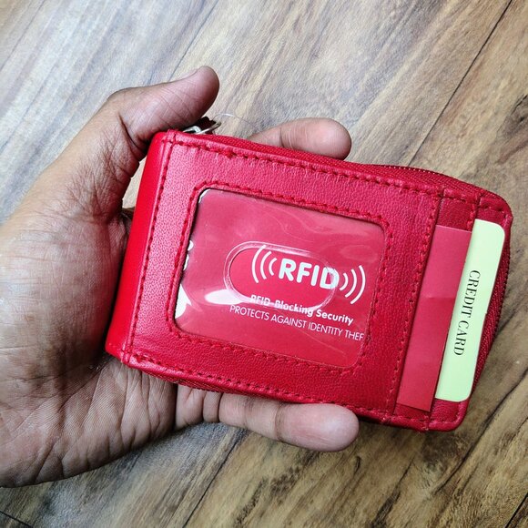 Genuine Leather Palm Wallet for Women with RFID Blocking - Picture 11 of 15